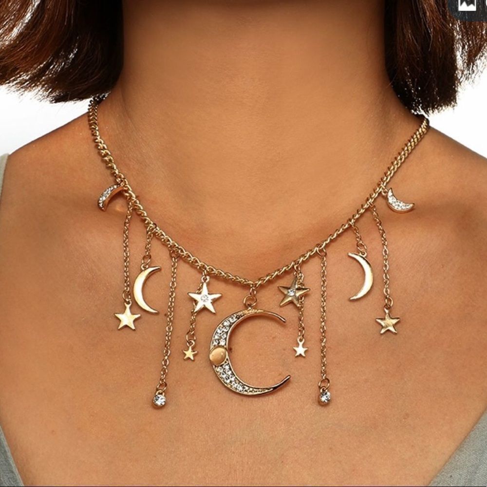 New bohemian moon and stars chandelier necklace.